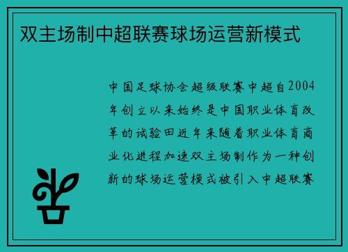 双主场制中超联赛球场运营新模式